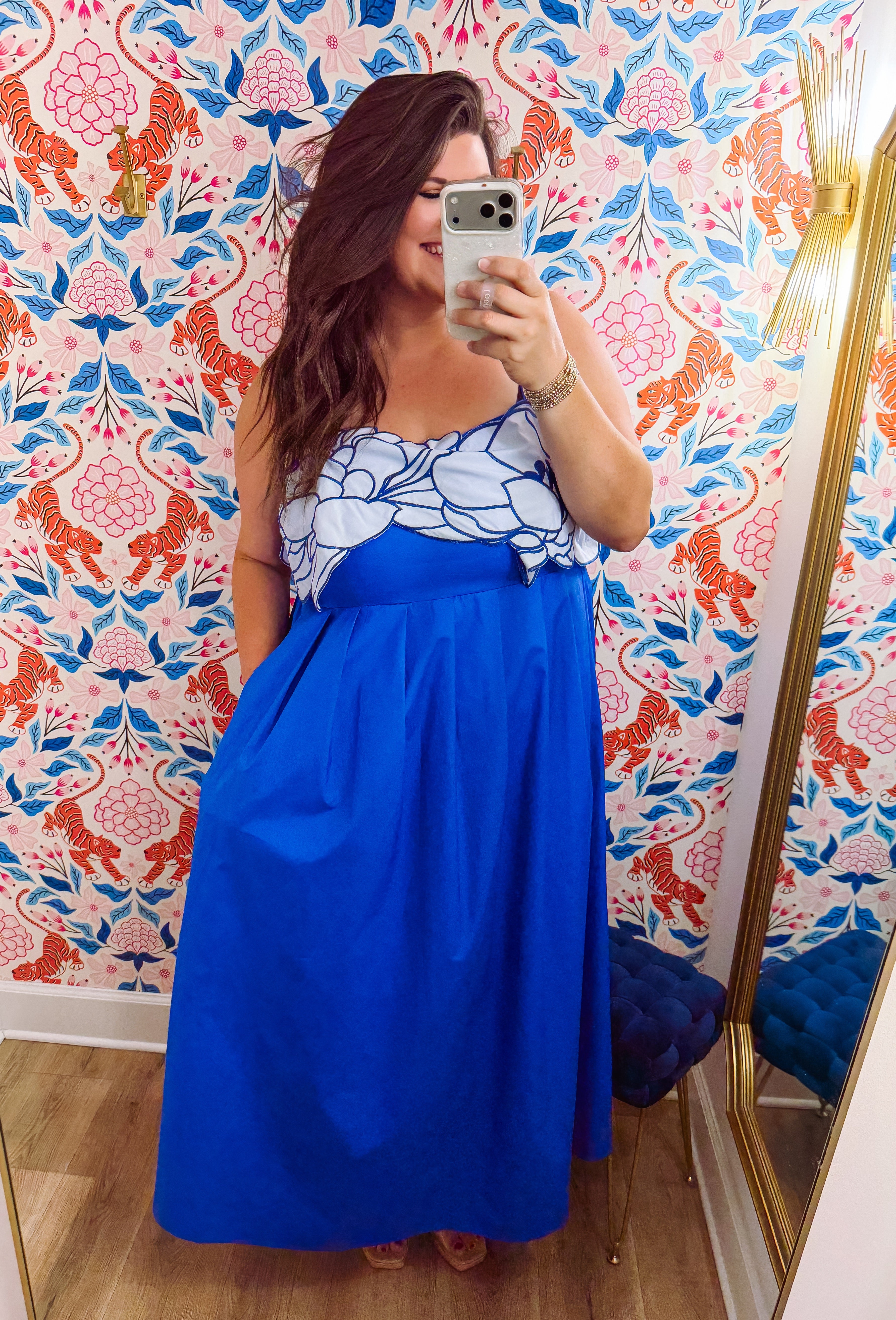 The Kalani Floral Embroidered Blue Maxi Dress (1X-3X)