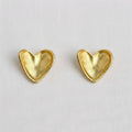 Gold Textured Heart Stud Earrings Vintage Inspired Chic Details