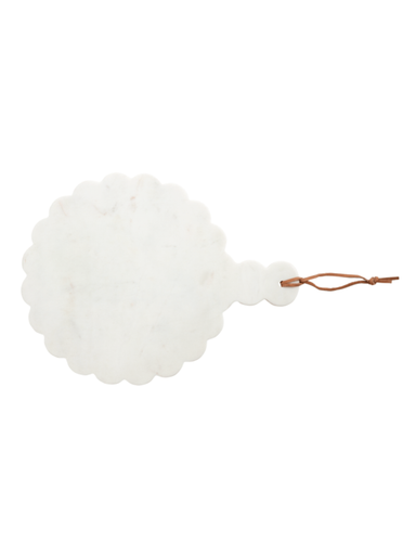 Scalloped white Marble Board for serving or decor