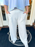 High waisted light grey sweat pants 