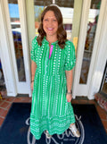 Green patterned midi dress by Mary Square 