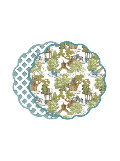 blue and green reversible placemat