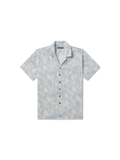 Short-sleeve button down shirt with a tropical leaf pattern 