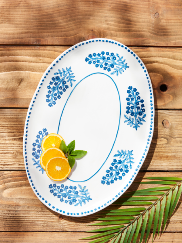 Blue Block Print Platter